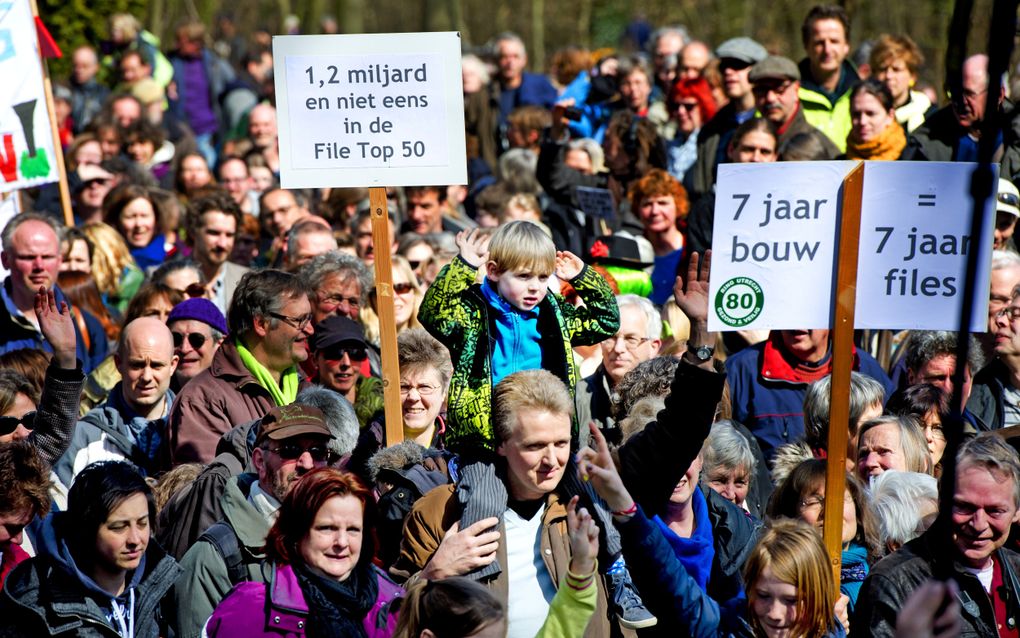 Demonstranten protesteren al vele jaren tegen de verbreding van snelwegen in Utrecht, ten koste van natuurgebieden. beeld ANP, Robin Utrecht