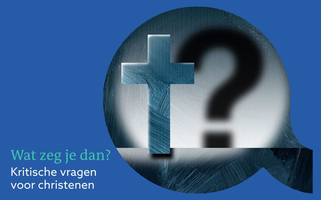 Webvignet voor de rubriek Wat zeg je dan? met een kruis op de voorgrond met op de achtergrond een schaduw van een vraagteken