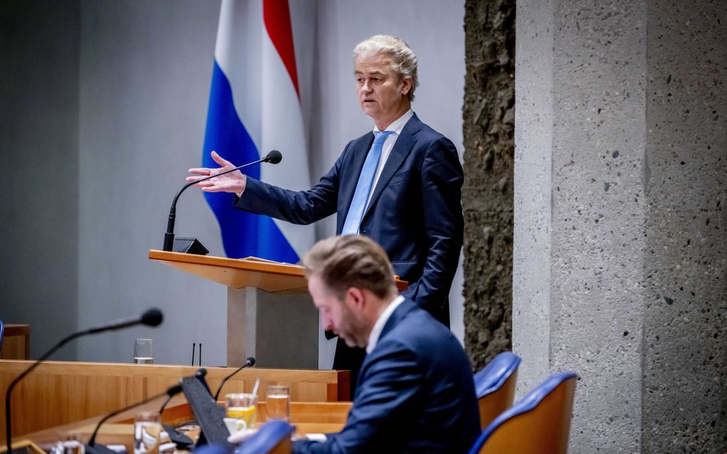 Geert Wilders (PVV)  tijdens het debat in de Tweede Kamer over Russische geldstromen naar Nederlandse politici. Volgens de Tsjechische geheime dienst zou een pro-Russische nieuwssite het afgelopen jaar honderdduizenden euro's hebben gestuurd naar onder anderen Nederlandse politici om zich uit te spreken tegen Oekraïne en de Europese Unie. ANP Robin Utrecht