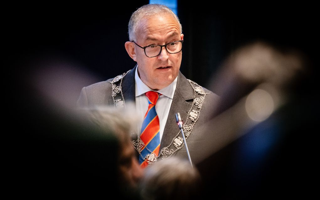 De Rotterdamse burgemeester Ahmed Aboutaleb tijdens zijn laatste nieuwjaarsrede voor de gemeenteraad. beeld ANP, Jeffrey Groeneweg 