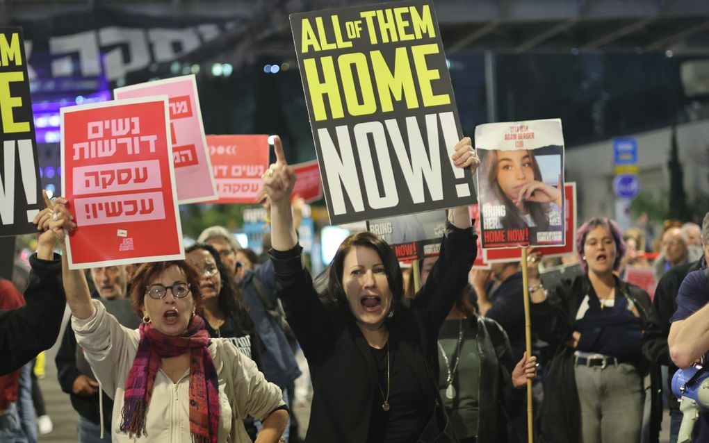 Protest in Tel Aviv. beeld EPA, Abir Sultan