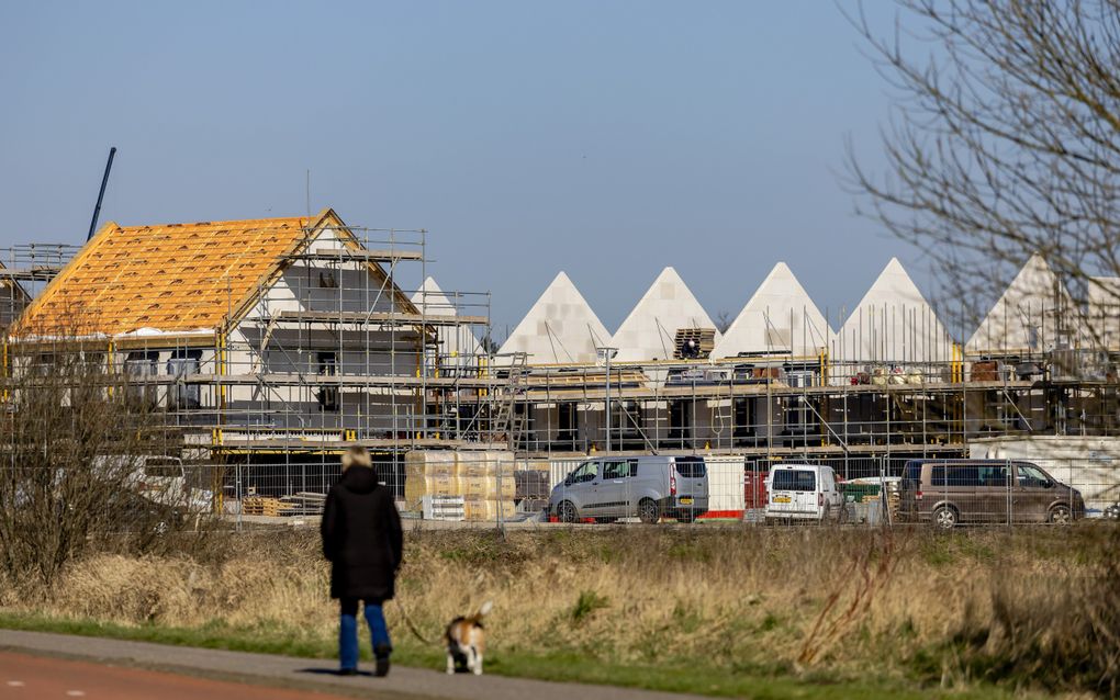 Woningen in aanbouw in een woonwijk. beeld ANP,  Robin van Lonkhuijsen