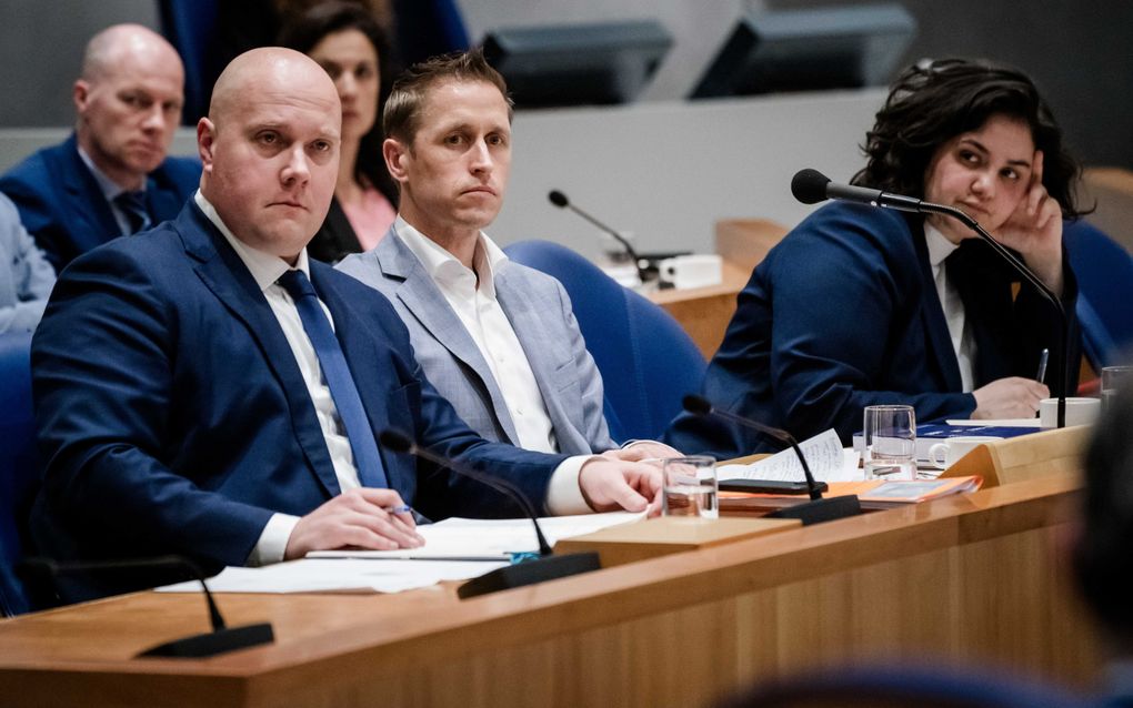 De leden van de parlementaire enquêtecommissie Fraudebeleid. V.l.n.r.: Aartsen (VVD), Van Nispen (SP, voorzitter) en Maatoug (GL/PvdA). beeld ANP, Bart Maat