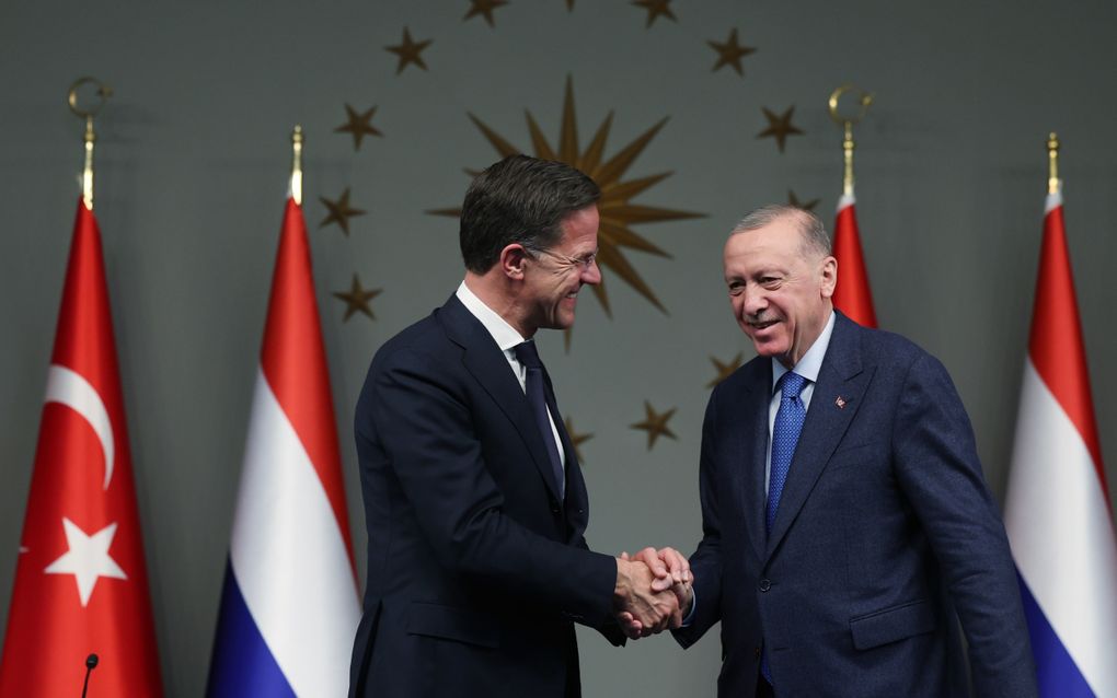 Rutte was vrijdag op bezoek bij Erdogan in Istanbul. beeld EPA/TURKISH PRESIDENTIAL PRESS OFFICE 