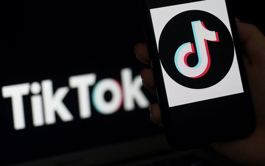 Het logo van het sociale medium TikTok. beeld AFP