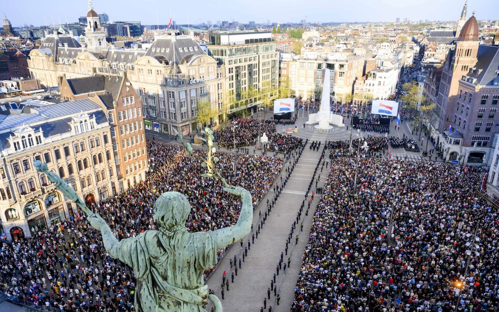 De Nationale Dodenherdenking op de Dam in 2023. beeld ANP, Patrick van Emst