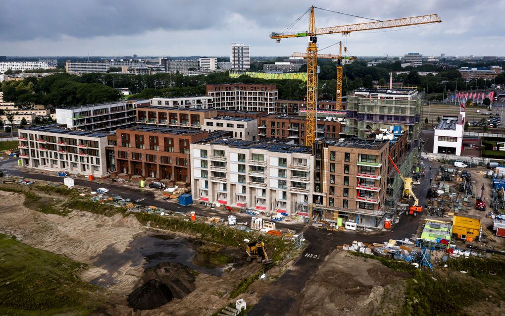 Dronebeeld van een wijk in aanbouw. beeld ANP, Sem van der Wal