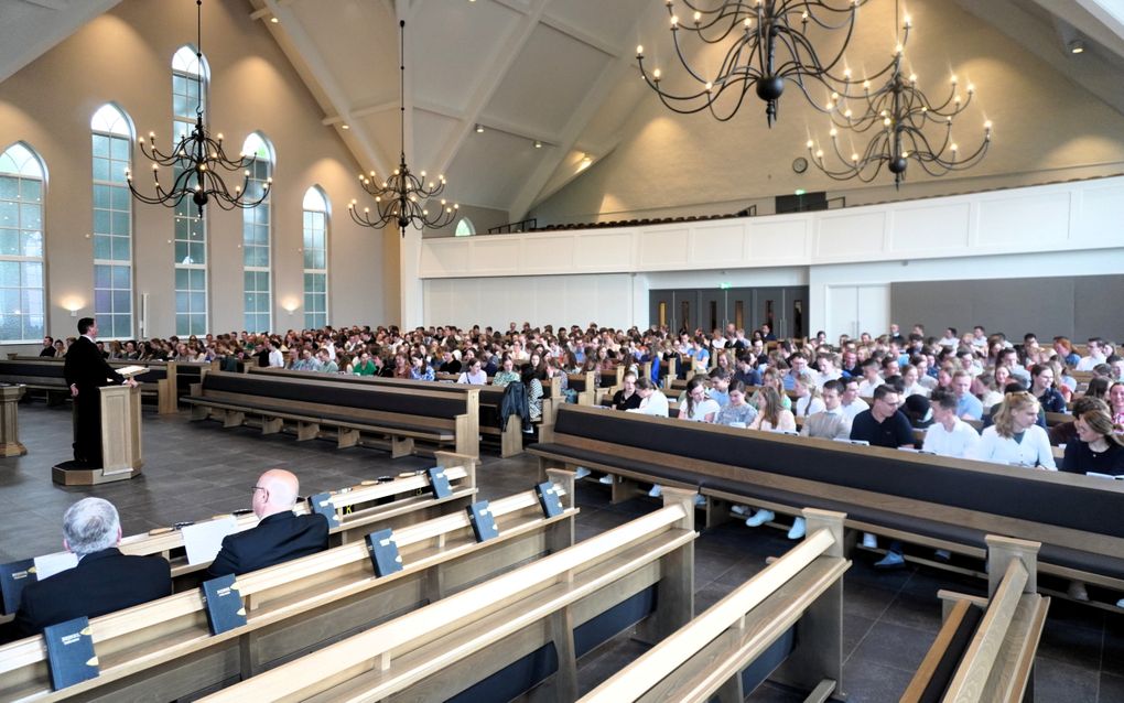 De Landelijke Jongerendag van de Gereformeerde Gemeenten in Nederland, maandag in Leerdam. beeld Jan van Reenen