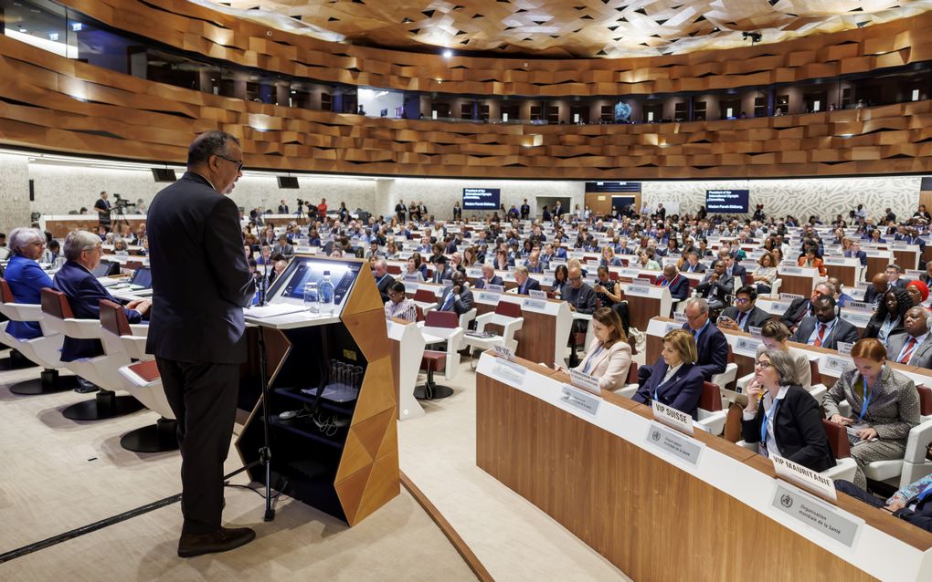 De Wereldgezondheidsorganisatie (WHO) houdt van 27 mei t/m 1 juni in Genève haar jaarvergadering. beeld EPA, Salvatore Di Nolfi