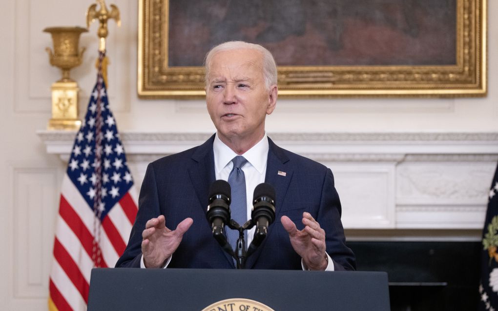 De Amerikaanse president Joe Biden ontvouwt vrijdag in het Witte Huis zijn vredesplan voor de oorlog in Gaza. beeld EPA, Michael Reynolds