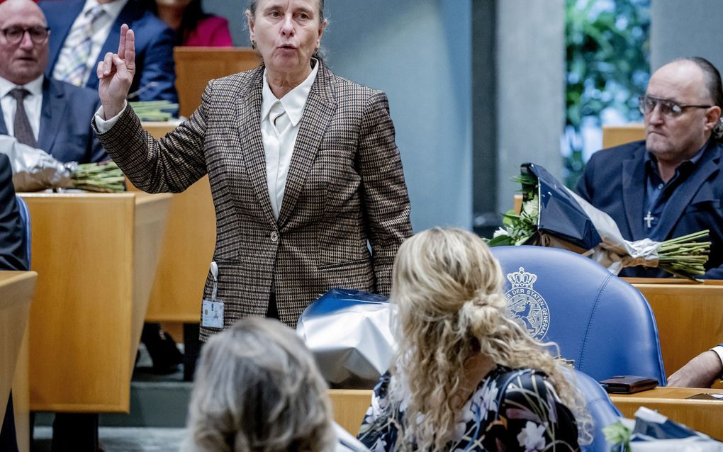 PVV’er Marjolein Faber-van de Klashorst bij haar beëdiging als lid van de Tweede Kamer, begin december vorig jaar. beeld ANP, Robin van Lonkhuijsen