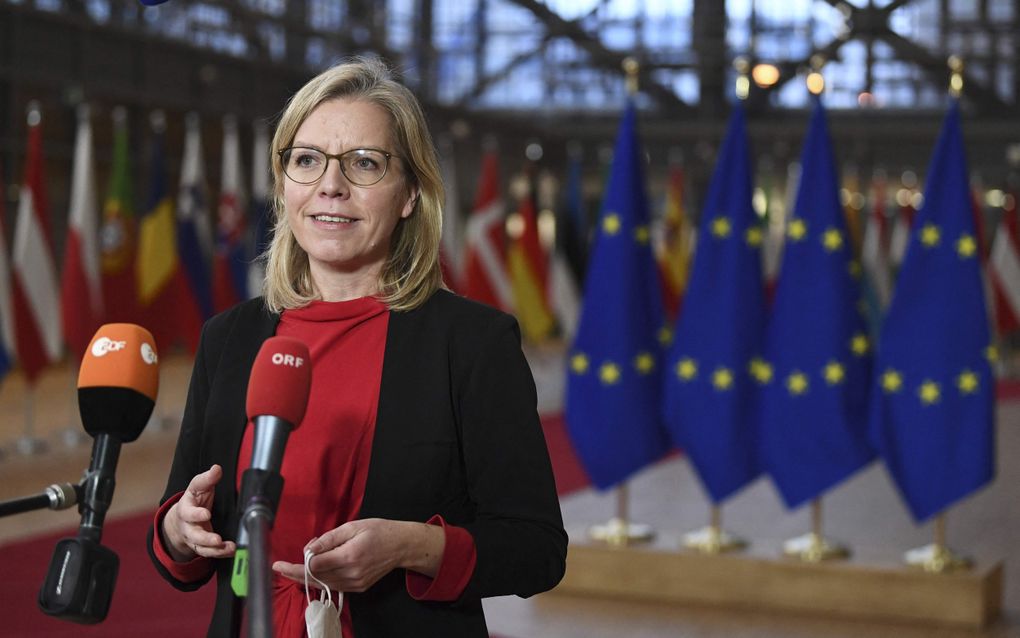 De Oostenrijkse milieuminister Leonore Gewessler stemde maandag op het laatste moment voor de natuurherstelwet. beeld AFP, John Thys