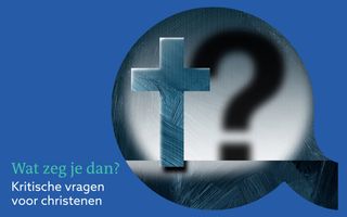  Webvignet voor de rubriek Wat zeg je dan? met een kruis op de voorgrond met op de achtergrond een schaduw van een vraagteken