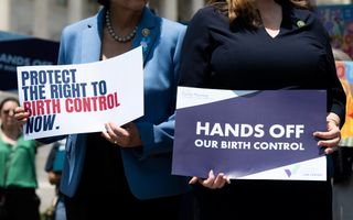 Voorstanders van de Right to Contraception Act in de Verenigde Staten pleiten voor gratis anticonceptie in dat land. beeld AFP, Saul Loeb