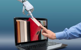 Een gloeilamp met een AI-icoon geeft informatie weer; dit is het concept van een digitale chatbot. 