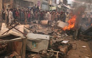 De wijk Badami Bagh in Lahore in Pakistan, nadat extremistische moslims in 2013 huizen en bezittingen van christenen in brand staken. beeld HVC