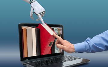 Een gloeilamp met een AI-icoon geeft informatie weer; dit is het concept van een digitale chatbot. 