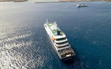 Cruiseschip vaart op zee