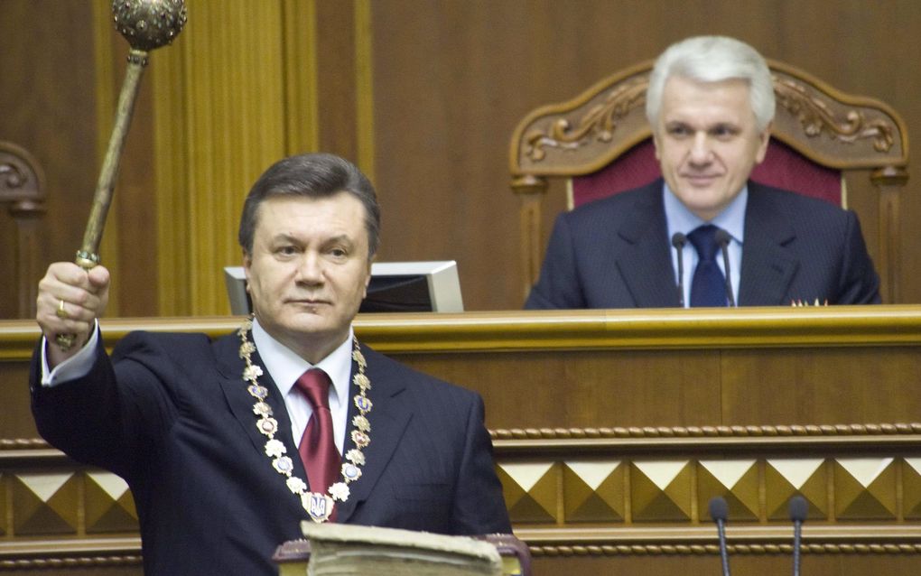 President Viktor Janoekovitsj tijdens zijn inauguratie eerder dit jaar. Foto EPA