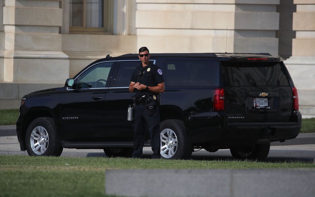 In Washington is de beveiliging opgeschroefd na de schietpartij in Virginia. beeld AFP