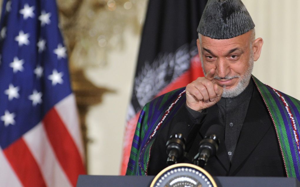 De Afghaanse president Karzai. Foto EPA