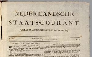 DEN HAAG – Het eerste Staatscourantnummer, van 1 januari 1814, en een van de jongste exemplaren. Foto’s Sdu