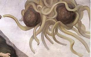 Het Vliegende Spaghettimonster. Beeld Wikipedia