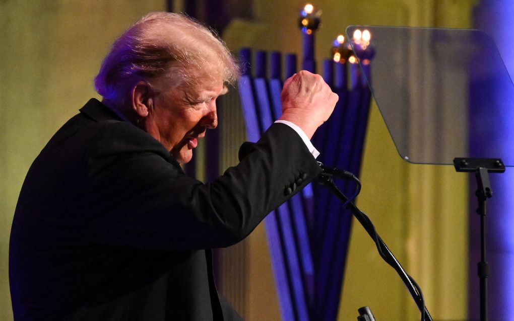 Former US President and presidential hopeful Donald Trump speaks at the New York Young Republican Club's 111th annual gala in New York on December 9, 2023. beeld AFP, Angela Weiss