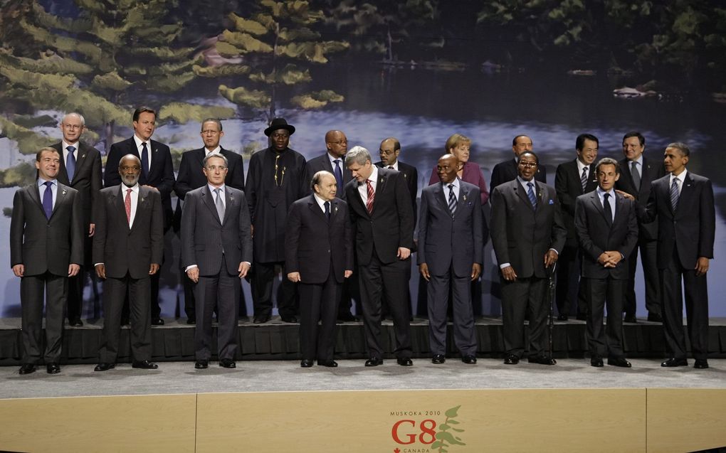 Deelnemers aan de G8-top in het Canadese Huntsville. Foto EPA