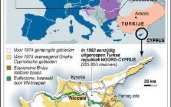 Cyprus is een twistappel bij de EU-onderhandelingen met Turkije. Infografiek ANP