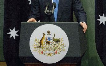 CANBERRA - De Amerikaanse president George Bush tijdens zijn toespraak tot het verenigde federale parlement van AustraliÃ«. Foto EPA