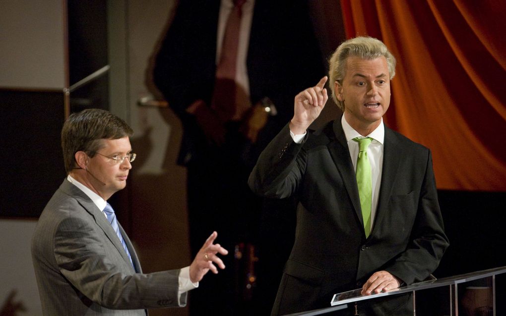 PVV-leider Wilders tijdens het debat maandag. Foto ANP