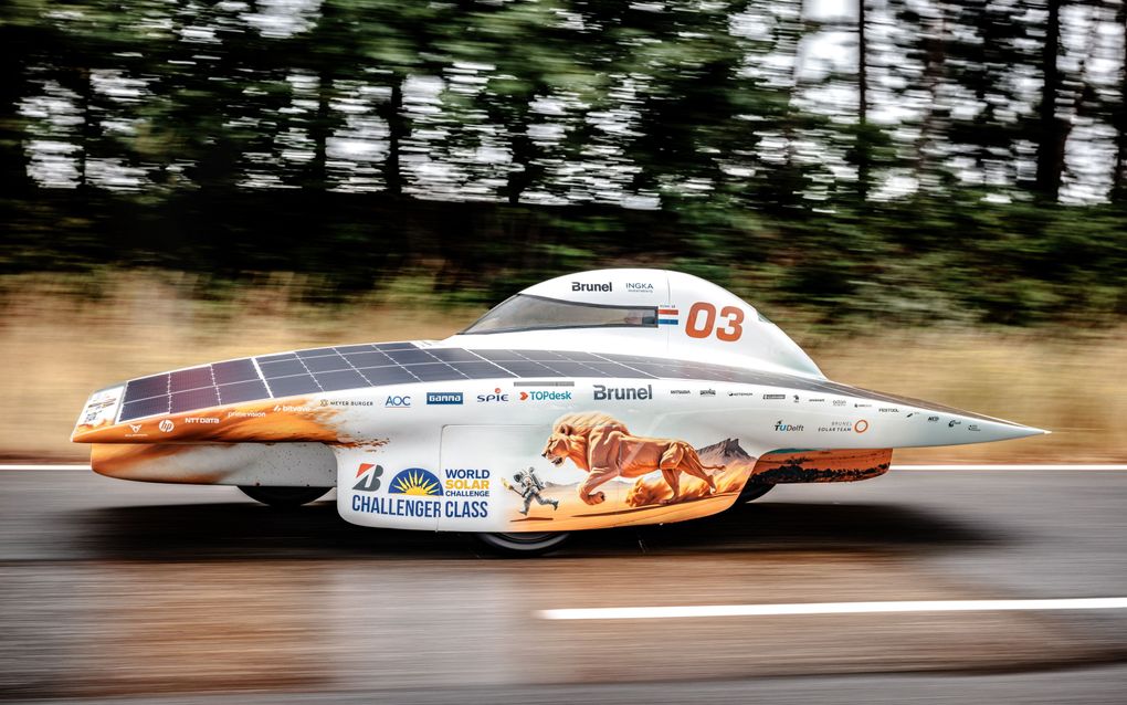 De Nuna-12 is uitgebreid getest op het circuit van vrachtautofabrikant Daf in Eindhoven. beeld Brunel Solar Team, Jorrit Lousberg