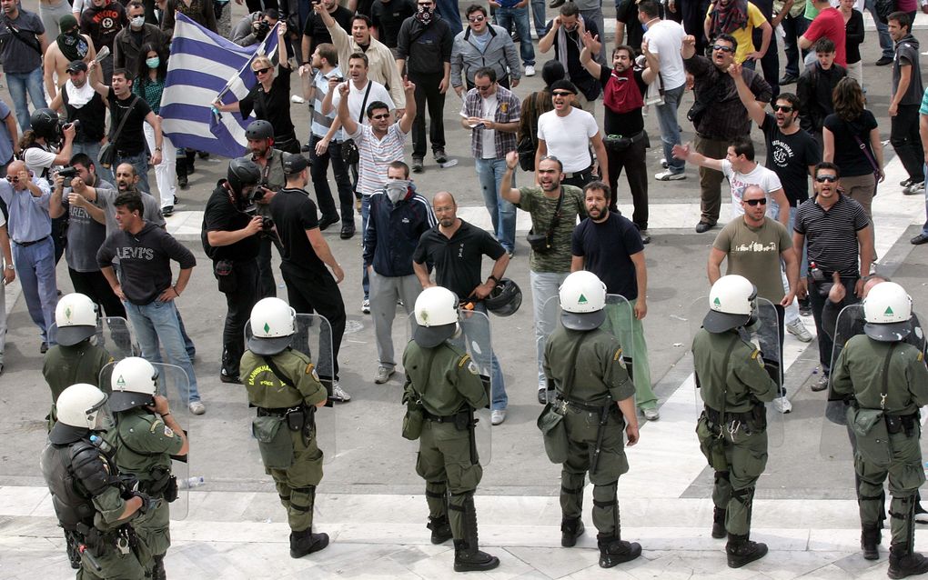 Betogingen in Athene. Foto EPA