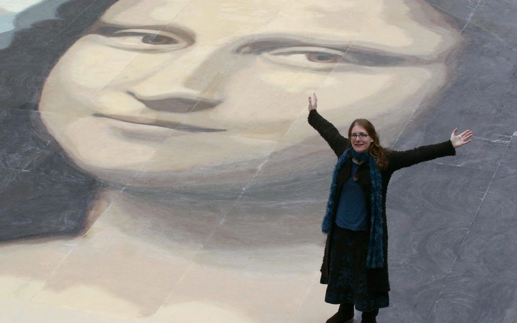 De tot nu toe grootste Mona Lisa werd in 2009 in een winkelcentrum in Wales geschilderd. Foto EPA