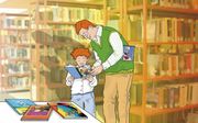 Vaders geven het goede voorbeeld in lezen, voorlezen en naar de bibliotheek gaan. beeld Anjo Mutsaars