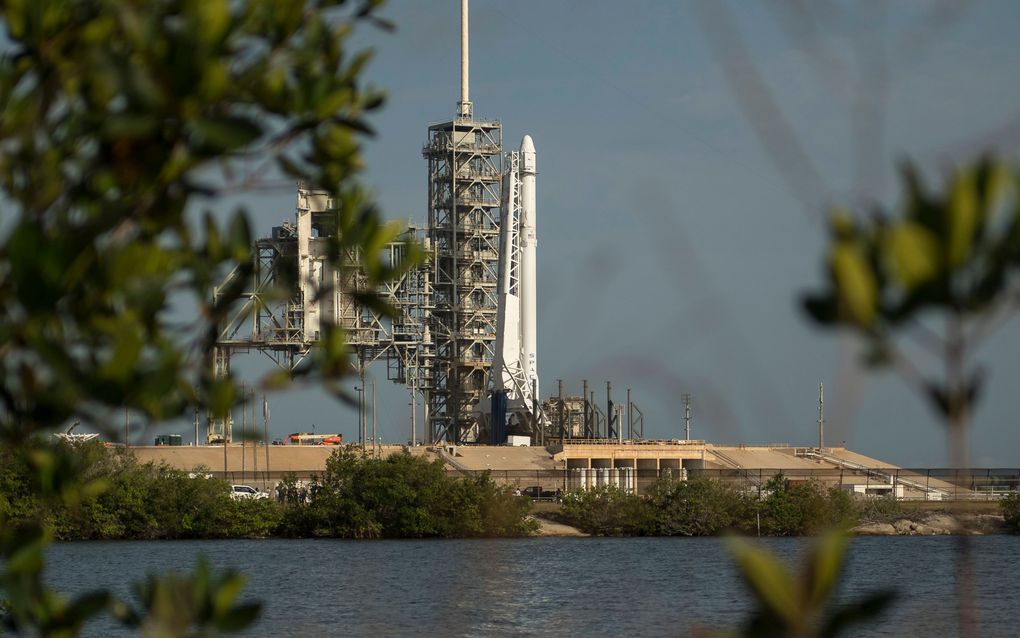 De SpaceX Dragon donderdag voor de lancering. beeld EPA