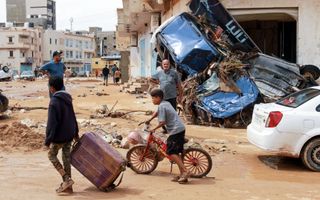 Verwoestingen in de Libische kustplaats Derna. beeld EPA
