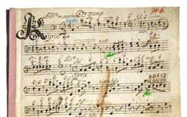 BOZEN – De eerste pagina van de partituur van Mozarts ”Spaur Mes se”, die onlangs werd gevonden. Foto RD