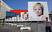 Een portretfoto van een kind met het Downsyndroom op het Spuiplein in Den Haag. beeld ANP, Ed Oudenaarden
