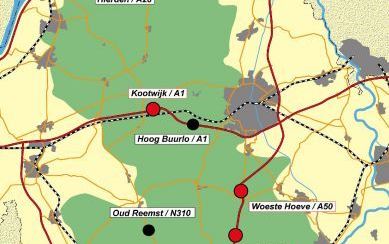 In 2012 telt de Veluwe tien ecoducten. Naast de huidige wild passages bij Kootwijk, Woeste Hoeve en Terlet bouwt de provincie Gelderland zeven nieuwe ecoducten. Bron provincie Gelderland