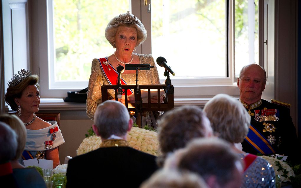 Koningin Beatrix tijdens het staatsbezoek aan Noorwegen. Foto ANP