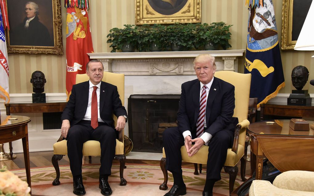 Trump ontving dinsdag de Turkse president Erdogan in het Witte Huis in Washington. beeld AFP