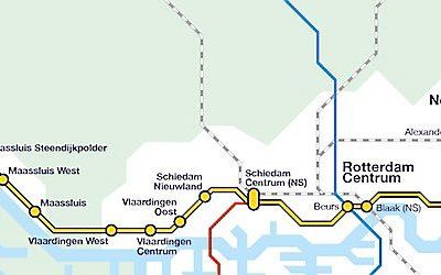 Routekaart nieuwe metrolijn Schiedam-Hoek van Holland. beeld Hoekse Lijn