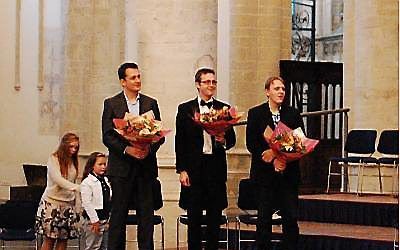 De finalisten in Breda (v.l.n.r.): Joost de Nooijer, Richard Pinel en Rien Donkersloot. Foto www.orgelconcoursbreda.nl