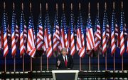 Donald Trump tijdens de Republikeinse conventie in Cleveland. beeld AFP