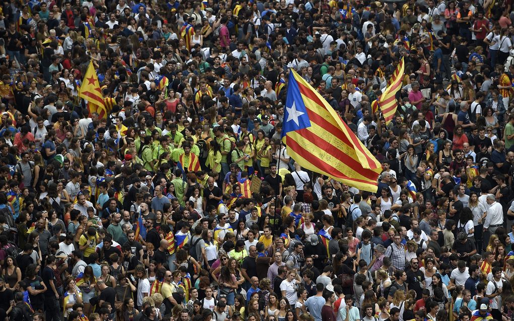 Protest in Barcelona. beeld AFP