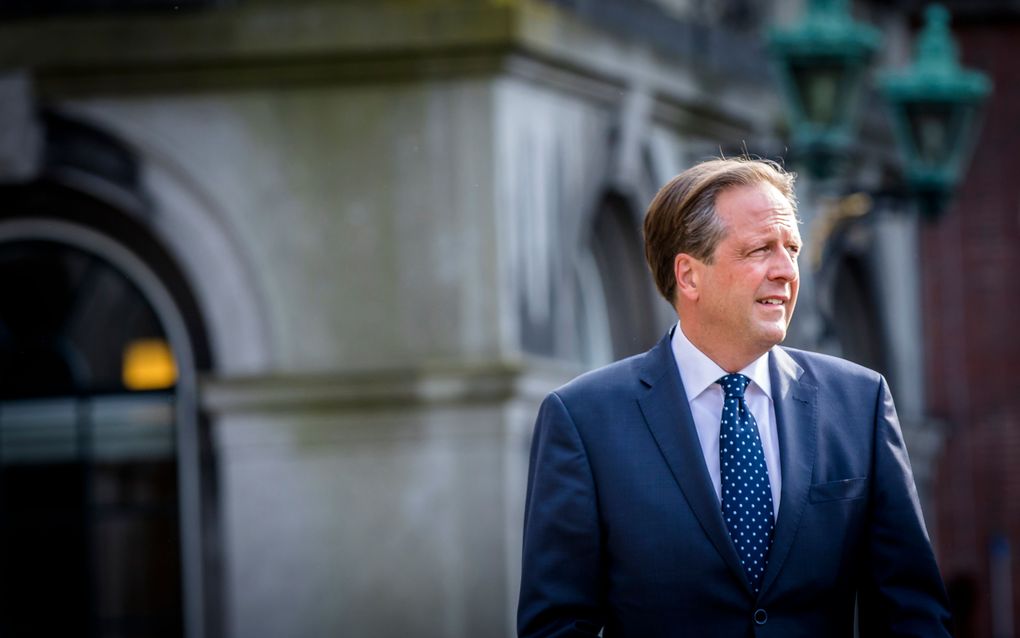 Alexander Pechtold (D66) op het Binnenhof voor een nieuwe verkenningsronde met informateur Edith Schippers. beeld ANP