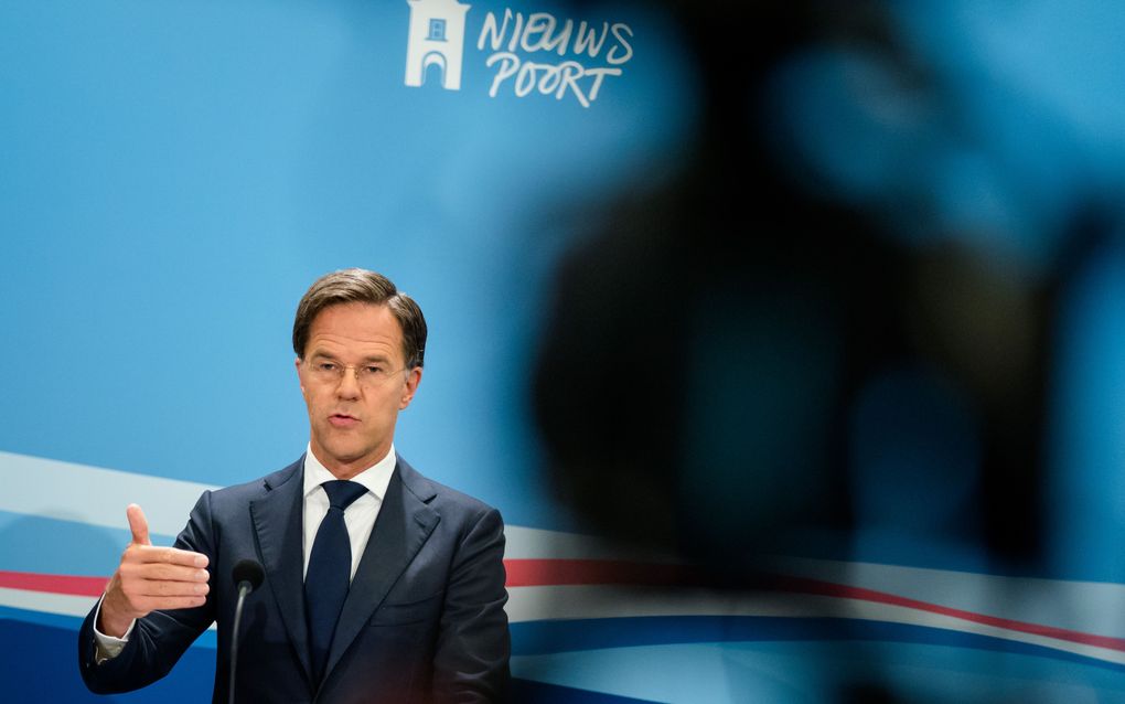 Rutte tijdens een persmoment na de ministerraad. beeld ANP