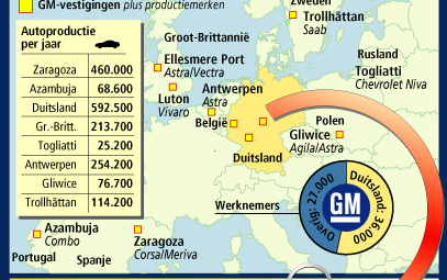 Vestigingen General Motors in Europa. Foto ANP/RD